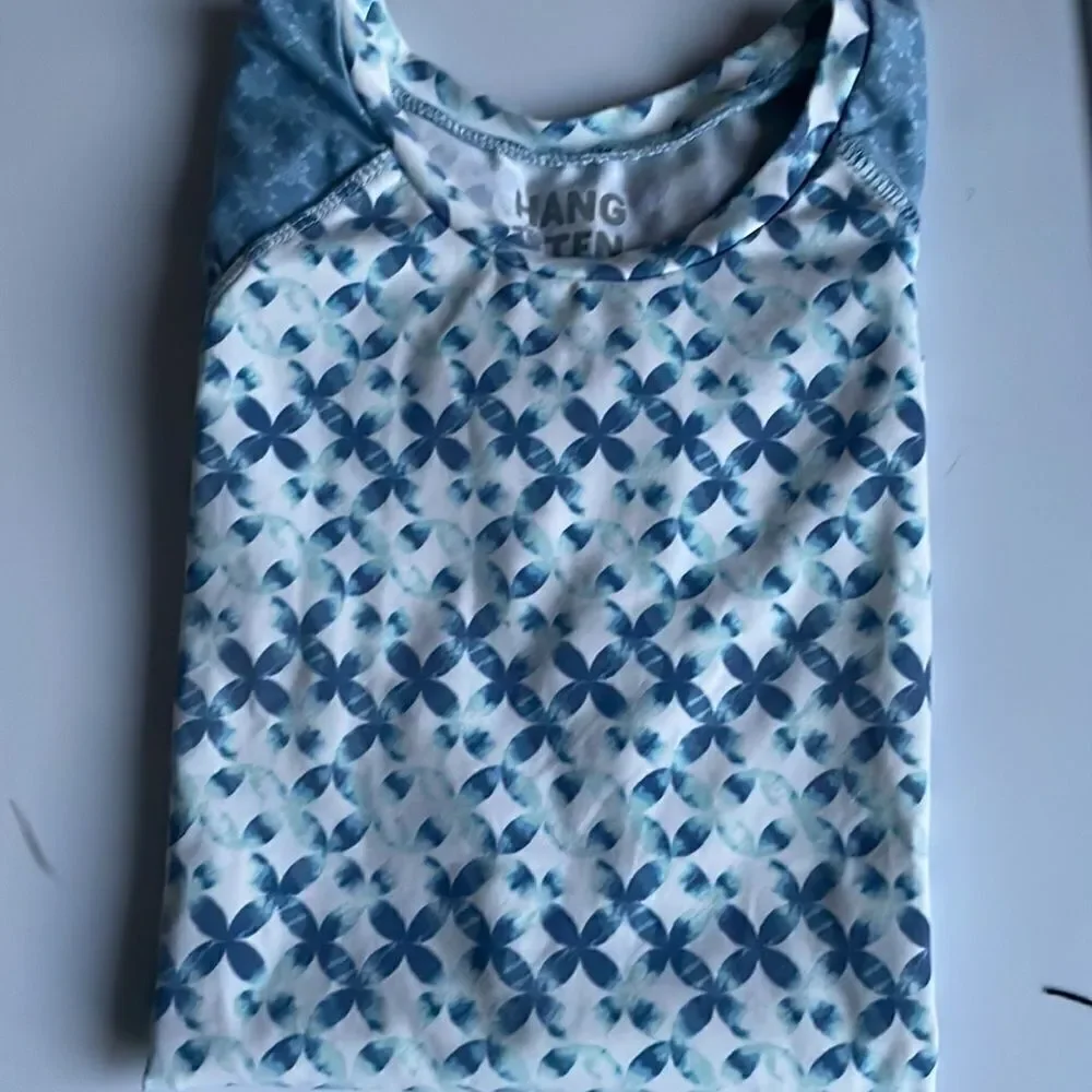 New! Hang Ten Girls Short Sleeve Swim Top